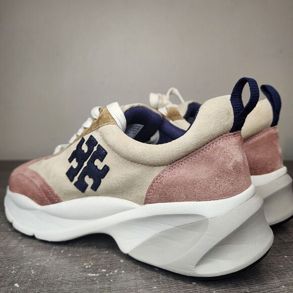 Tory Burch Good Luck Trainer Sneakers Pick Tan Suede Shoes Womens Size 6.5 - Picture 7 of 16